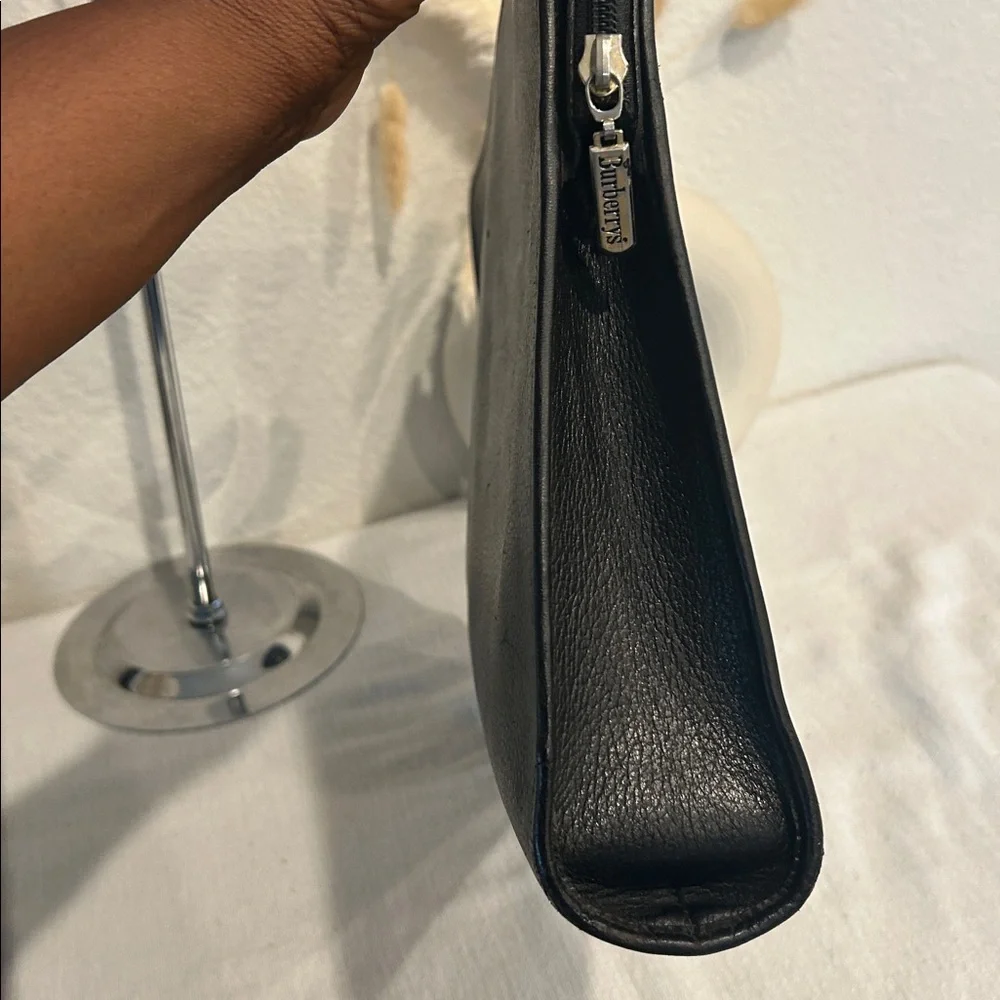 Burberry Black Textured Leather Bag Authentic
